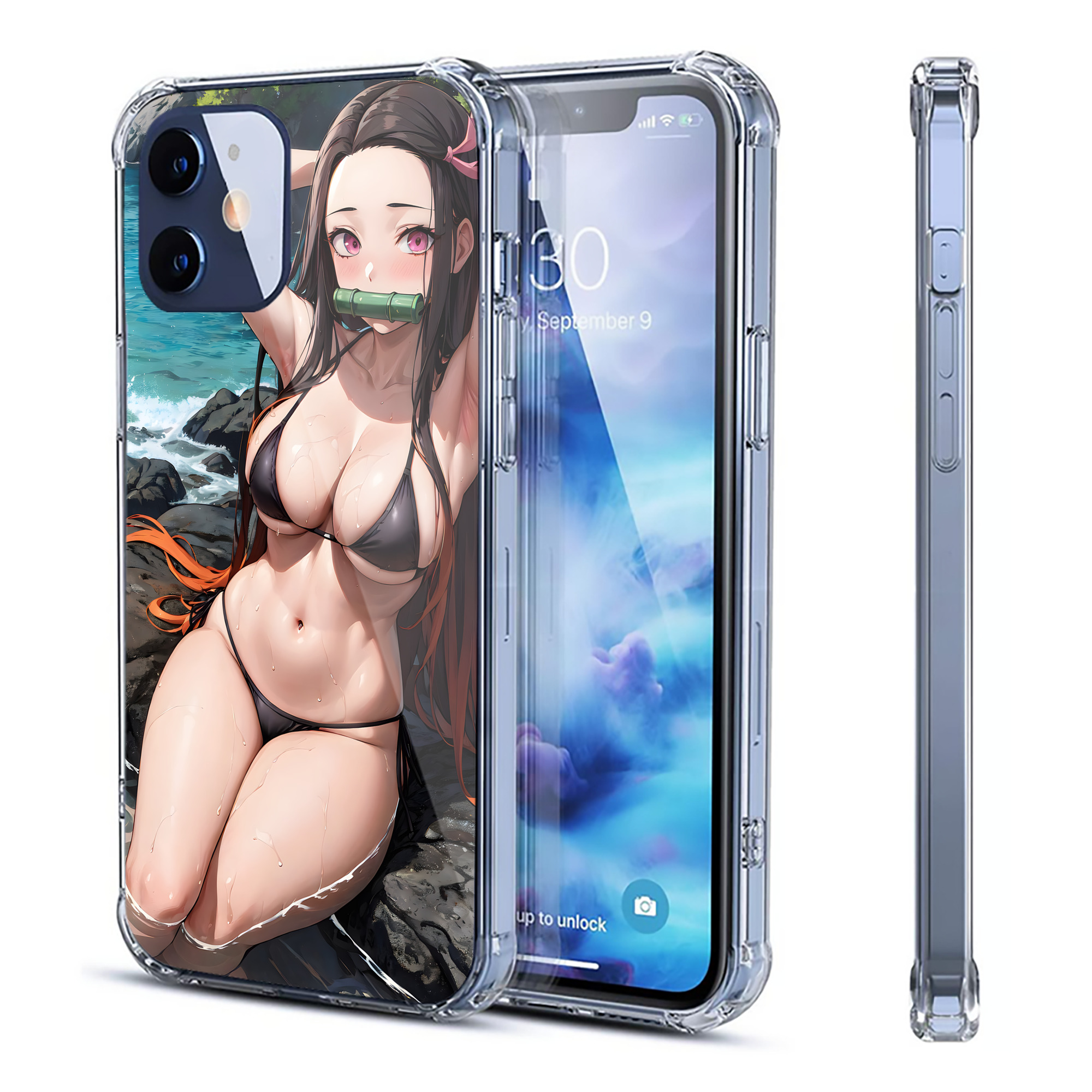 （画像用） 鬼滅の刃（きめつのやいば）竈門 禰󠄀豆子／かまど ねずこ Kamado Nezuko 【iPhone 12シリーズ対応】透明スマホケース（クリアソフトケース）